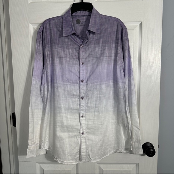 Nicoby sz L 100% cotton purple ombre men's shirt, long sleeve, made in India - Picture 2 of 7